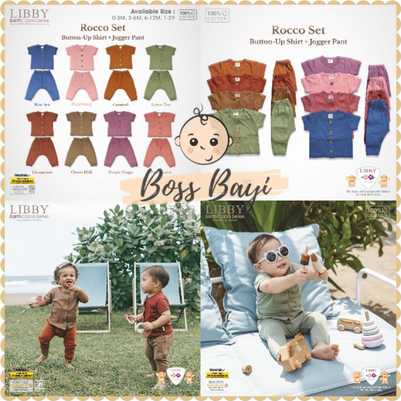 LIBBY BABY ROCCO Set  Earth Series Setelan Bayi / Anak Lengan Pendek Celana Joger