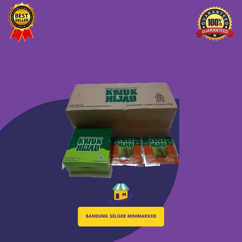 

CEMILAN RUMPUT LAUT (SEAWEED SNACK) KRIPIK HIJAU ISI 5BOX X 12PCS X 4GR