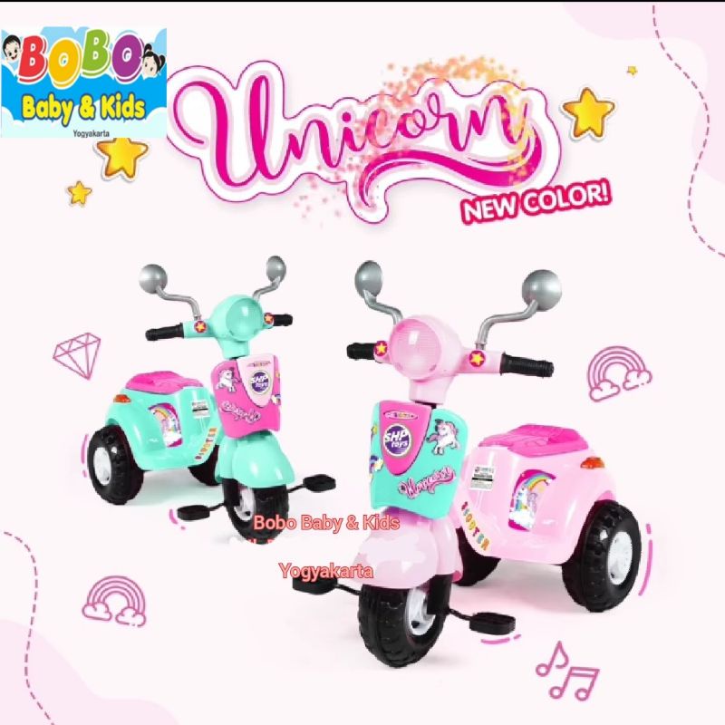 Sepeda Anak Vespa Roda 3 Dengan Dorongan - Sepeda Gowes Roda 3 Unicorn Sepeda Shp 609