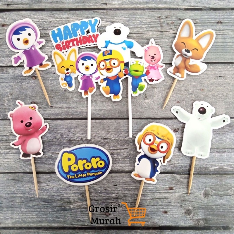 Topper Kertas Pororo/Cake Topper Pororo