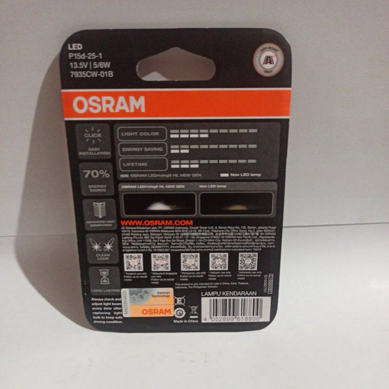 OSRAM BOHLAM LAMPU DEPAN LED  T19 M5 K1 5/6W COOL WHITE-7935CW