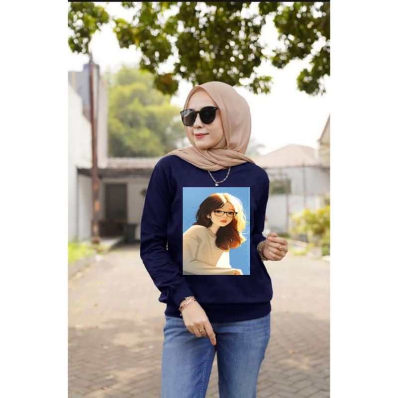 baju lengan panjang wanita unggulan CUTE GIRL kaos disteo keren