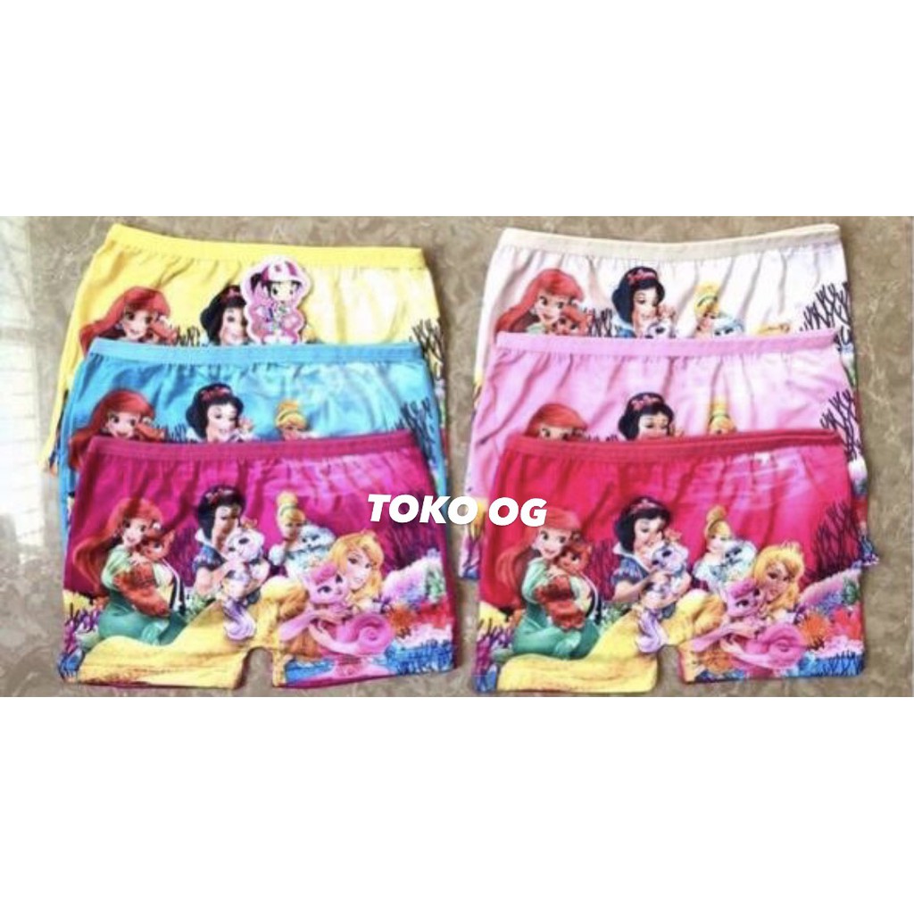 BOXER ANAK CEWEK IMPORT SABLON KARET KECIL PEREMPUAN BATITA SEGIEMPAT SHORT FROZEN PRINCESS MURAH