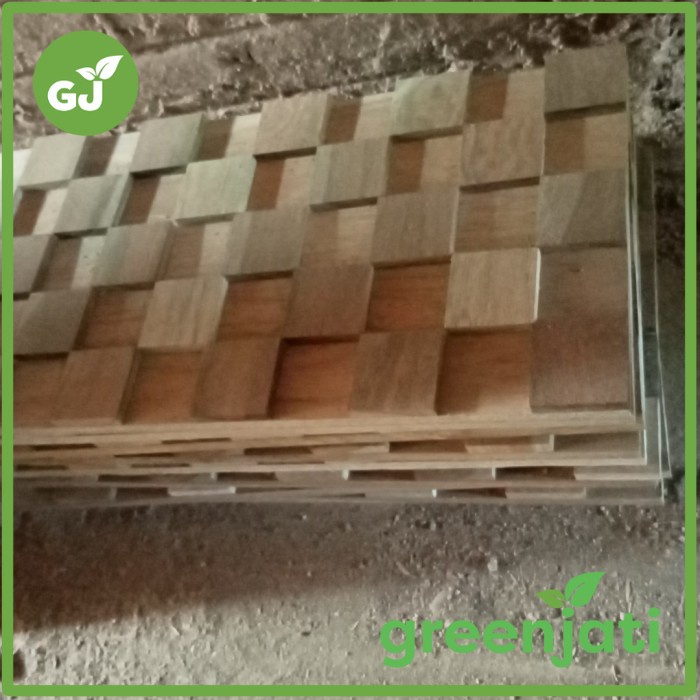 wallpaper dinding kayu jati Wood panel cube interior - Solid