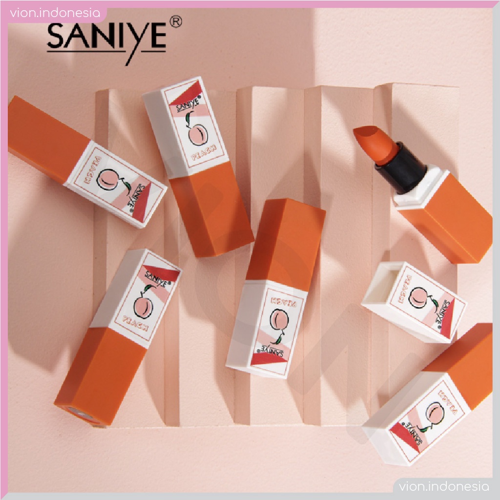 SANIYE 6 Warna Orange Matte Lipstik Strawberry Lip Makeup K1122 SA012