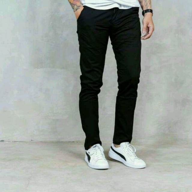 AIRBLACK DENIM TERLARIS / 784 VICTORY Celana chino pria panjang skinny semi slimfit cowo / cowok /