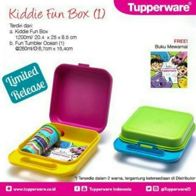 Tupperware Original Kiddie Fun Box (1) - Bekal Anak Kartun Tempat Makan - Promo Cuci Gudang