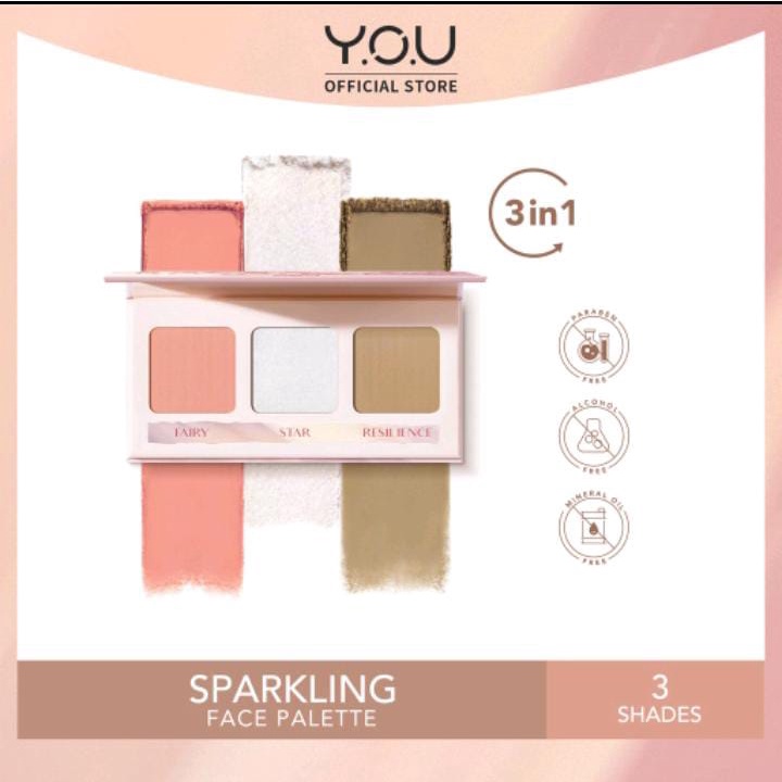 YOU 3 in 1 Sparkling Face Pallete for 3D Radiant Look Original By You Makeups