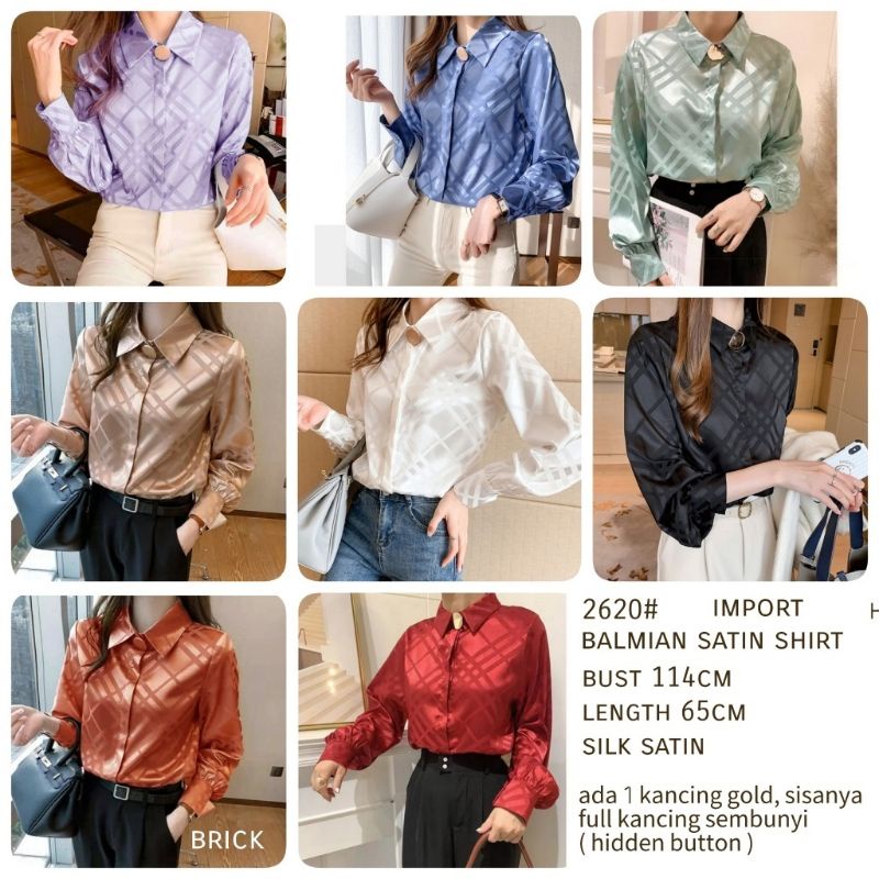 MDLV ~ 2620 BALMIAN SATIN SHIRT KEMEJA KOREA STYLE KEMEJA SATIN KEMEJA LENGAN PANJANG FASHION IMPORT