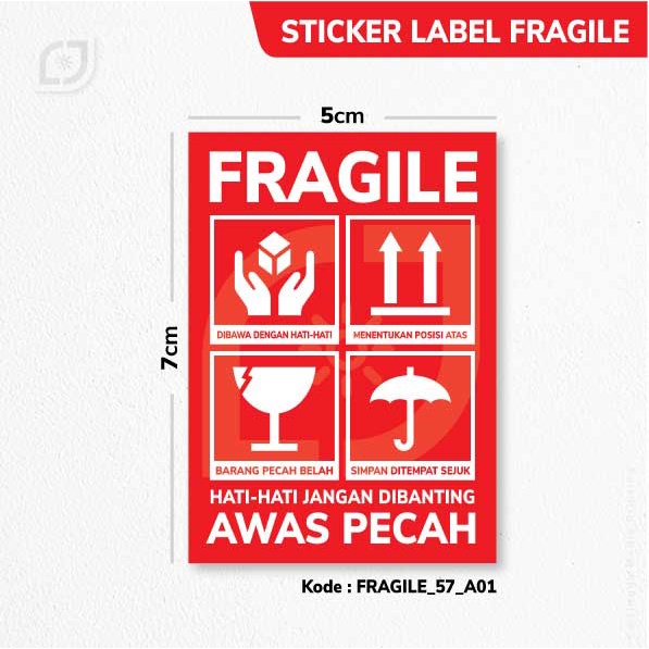 

FRAGILE STICKER LABEL Awas Pecah Belah/STIKER CROMO jangan dibanting 50x70mm