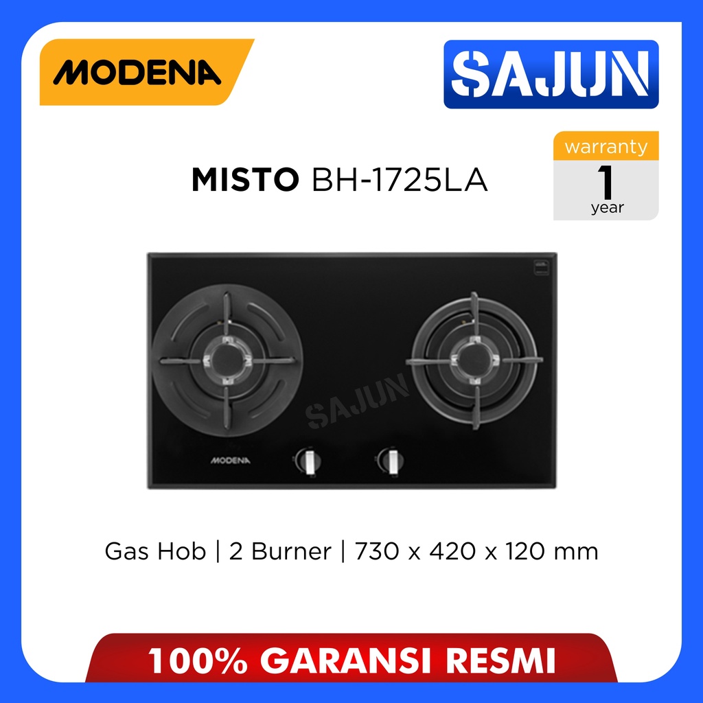 Modena Built in Gas Hob BH 1725 LA Kompor Tanam 2Tungku MISTO BH1725LA