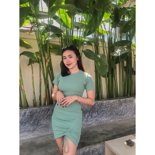 Chika dress rib serut samping