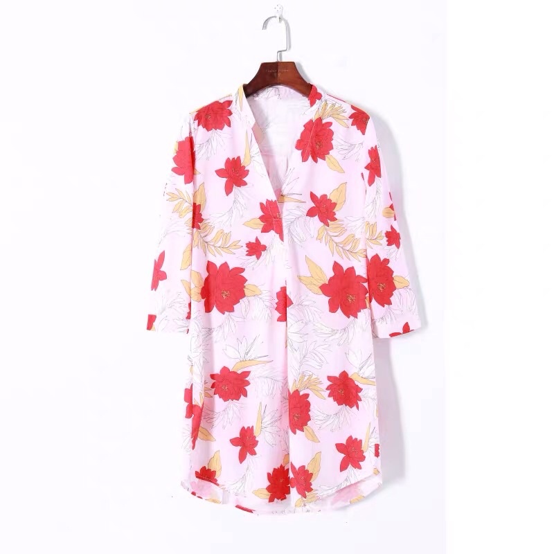 DEARMODIS TOP17 Bunga Merah Tunic / tunik baju panjang atasan blouse top baju lengan panjang grosir 