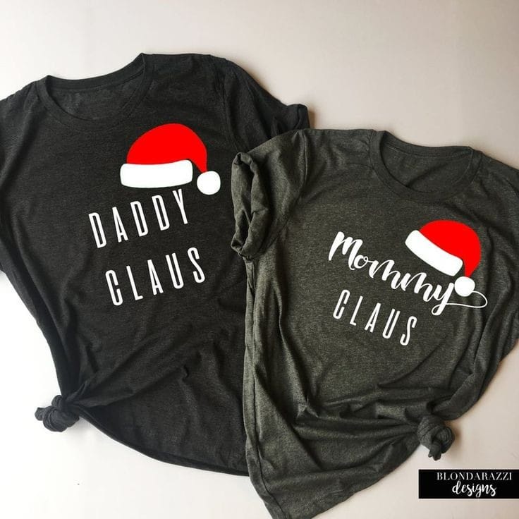 MYSTIQUE.ID-BAJU KAOS NATAL COUPLE DADDY CLAUS&amp;MOMMY CLAUS T-SHIRT LUCU DAN AESTHETIC