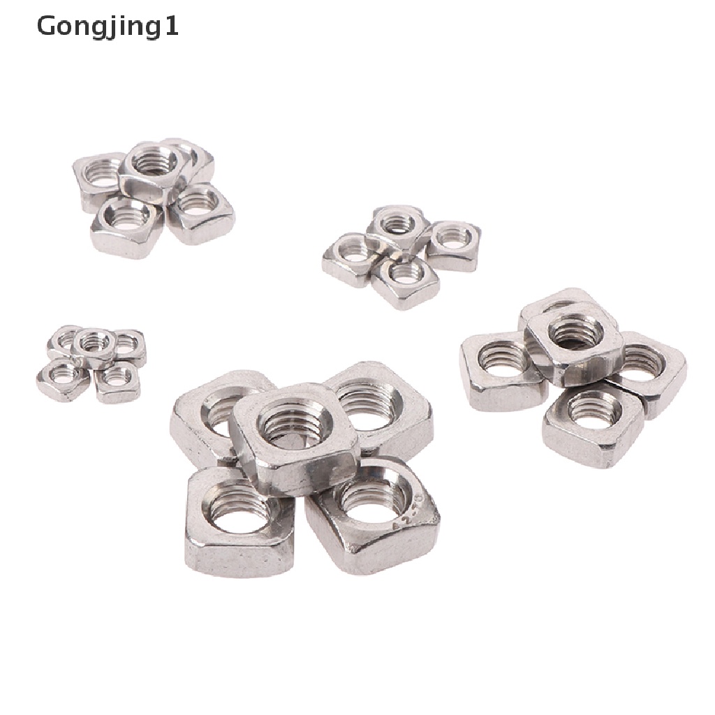 Gongjing1 20pcs M3 M4 M5 M6 M8 304 Stainless Steel Bentuk Kotak