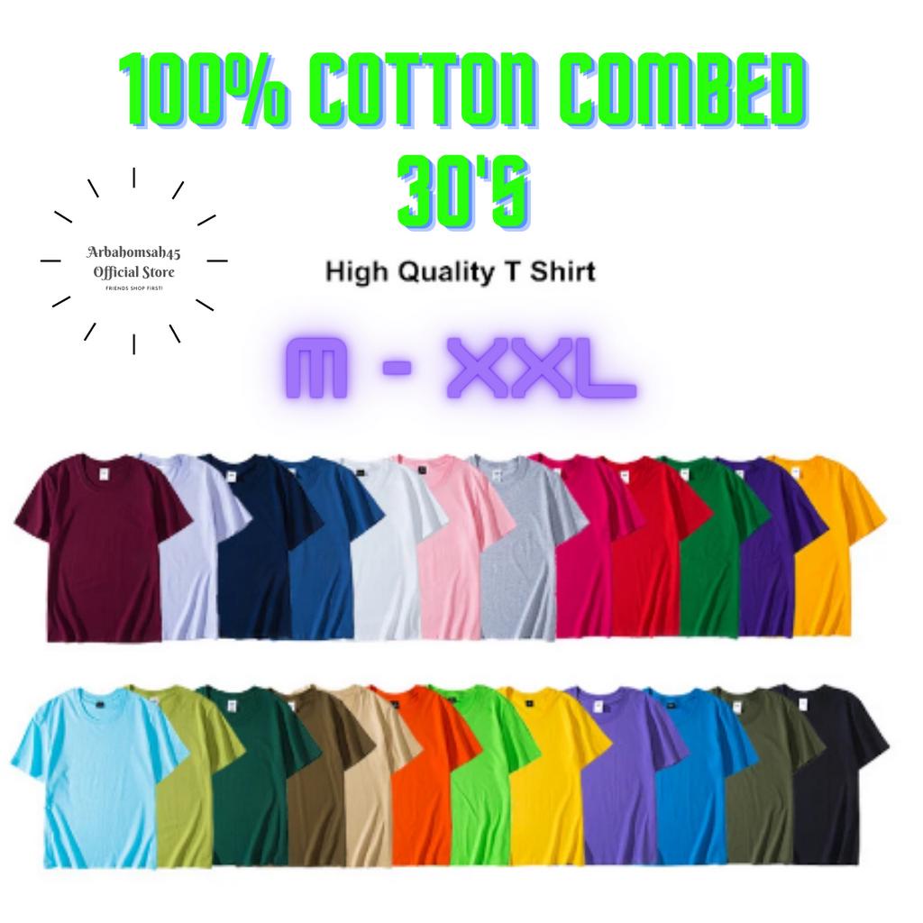 Kaos Oblong Polos Pria Wanita 100%Katun Combed 30's Tebal / Kaos Polos / Kaos Oblong / Kaos Katun