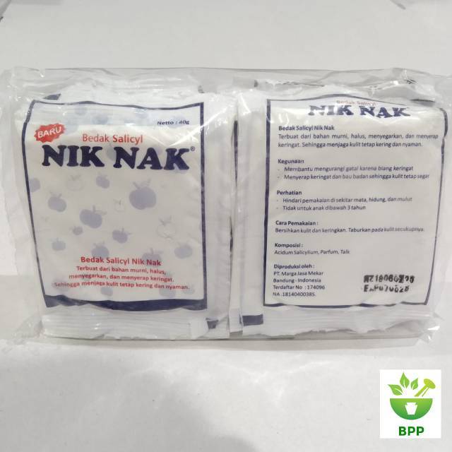 BEDAK SALICYL NIKNAK SACHET ISI 12 GATAL BIANG KERINGAT BEDAK NIK NAK SACHET