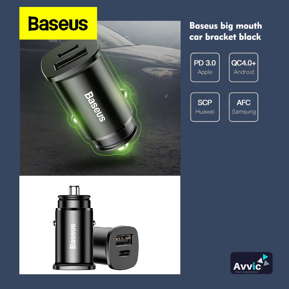 Baseus PPS Car Charger Mobil Dual Port 30W USB Quick Charge 4.0 Type C PD 3.0 New Series BS-C15C