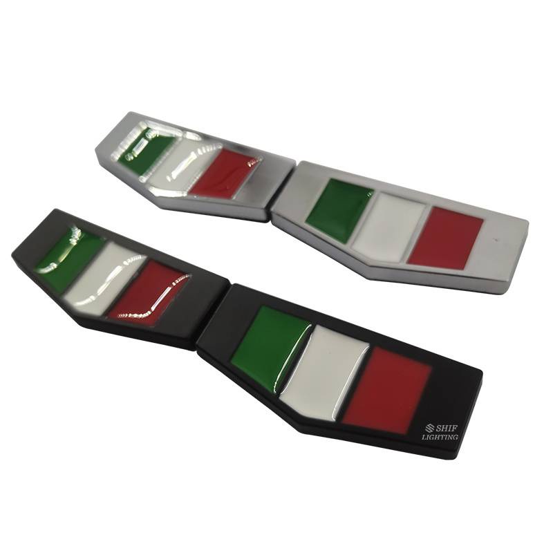 1 pair Metal Tri-Color ITALY National Flag Logo Car Auto Motor Decorative Side Rear Emblem Badge Sticker Decal