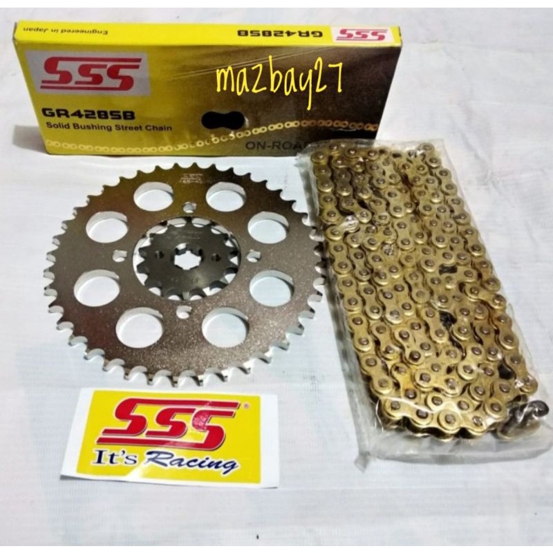 Gear set SSS RX King 428 rantai GOLD