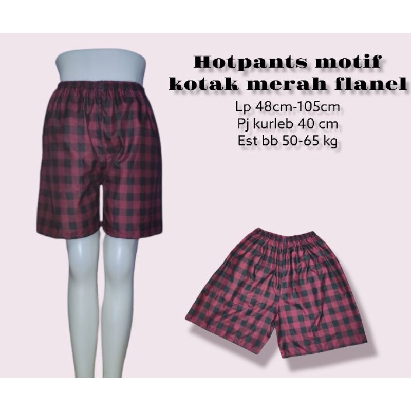CELANA PENDEK PRIA WANITA MOTIF KOTAK MERAH