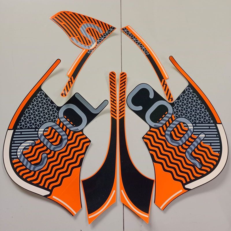 Striping sticker lis body honda scoopy fi fashion thn 2021 2022 hitam orange doff