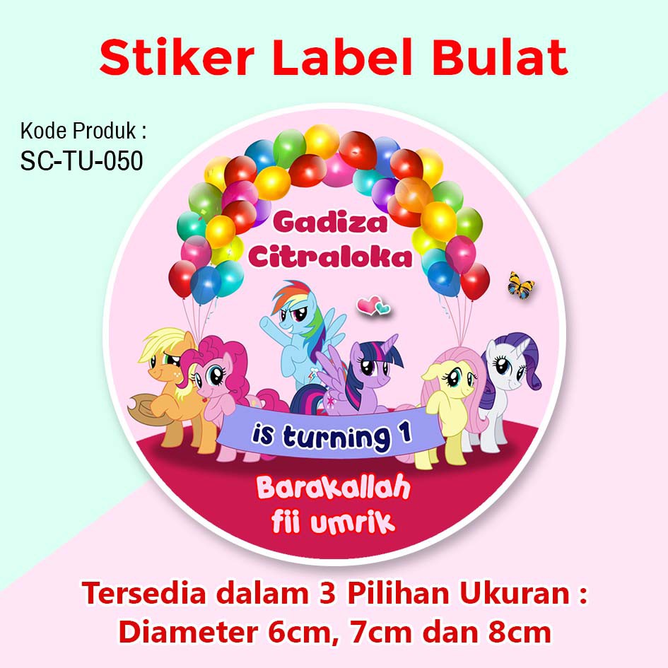 Stiker Label Ulang Tahun Anak Tumpeng Mini Souvenir My Little Pony Shopee Indonesia