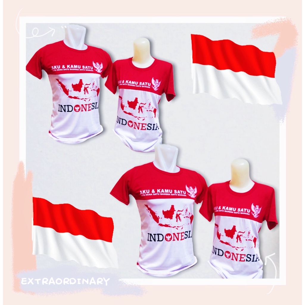 KAUS MERAH PUTIH / KAUS AGUSTUSAN / T SHIRT MERAH PUTIH DEWASA