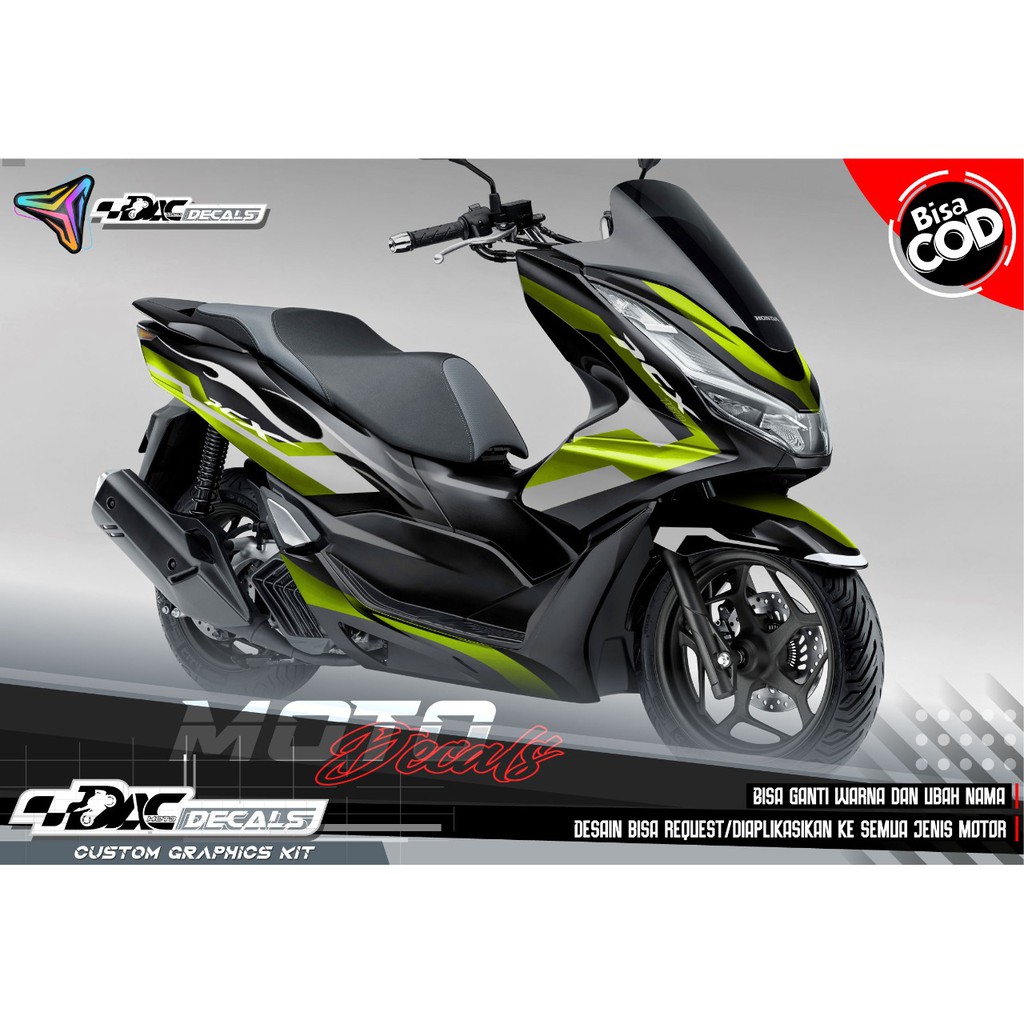 Sticker decal full body Honda PCX Hitam Hijau