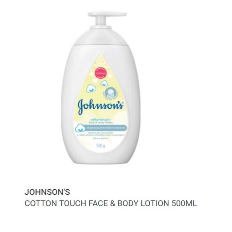 Johnson's Cotton Touch Lotion Baby 200ml 500ml - Johnson Losion Bayi Wajah dan Badan kemasan PUMP dan botol