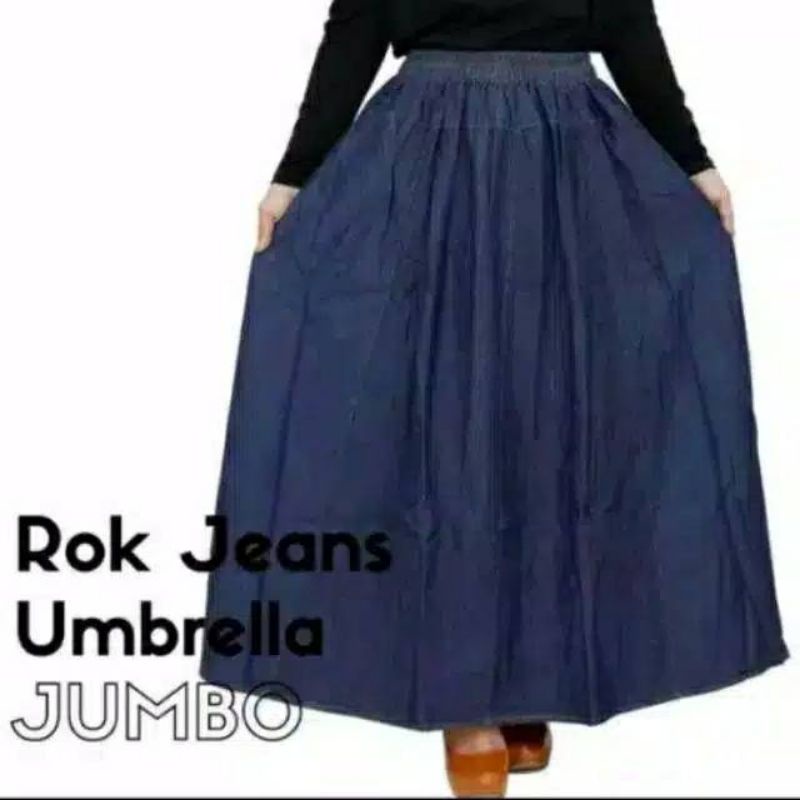 Rok jeans panjang wanita Jumbo // Rok Jeans Wanita Jumbo Pecah 8