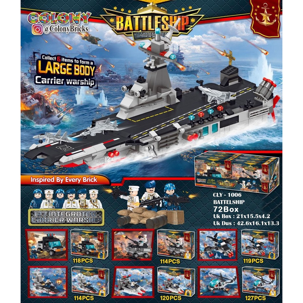 Lego kapal perang battleship colony brick