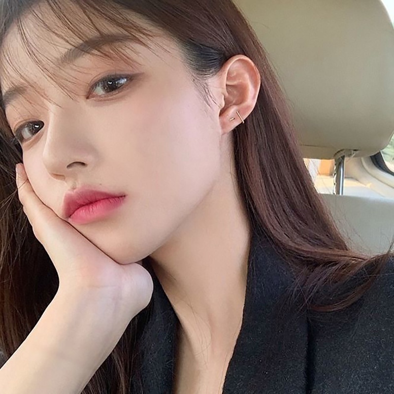 Roselife 1 Pasang Anting Tusuk Gantung Asimetris Desain Geometri Bahan Metal Untuk Wanita