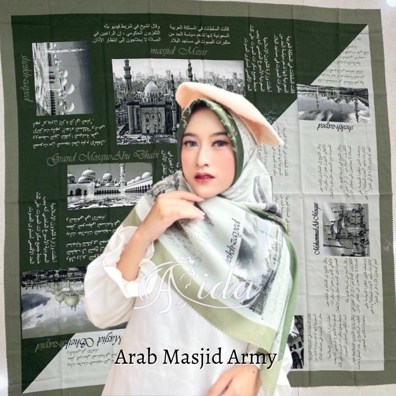 Hijab Voal Segiempat Motif Arab Koran