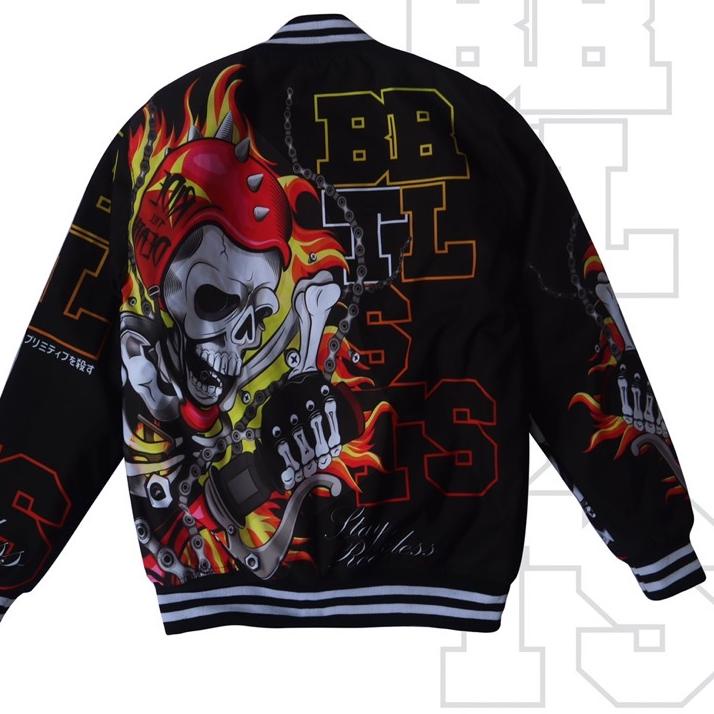 Model Baru.. BRUTALISTS - Jaket Jacket Baseball Varsity Ghost Rider Pria Wanita Cewek Cowok