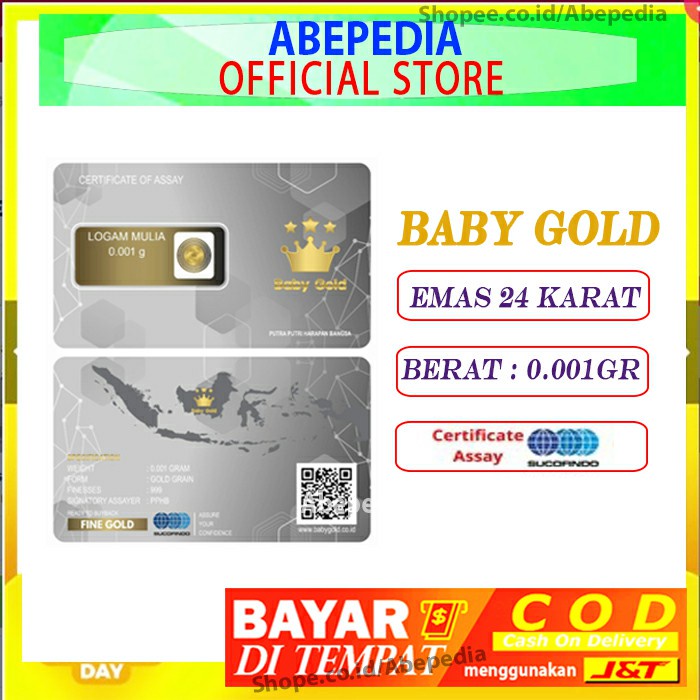 (BISA COD) Baby Gold 0.001 Gram Gr Logam Mulia Gift Series Murah Emas Mini 24 k