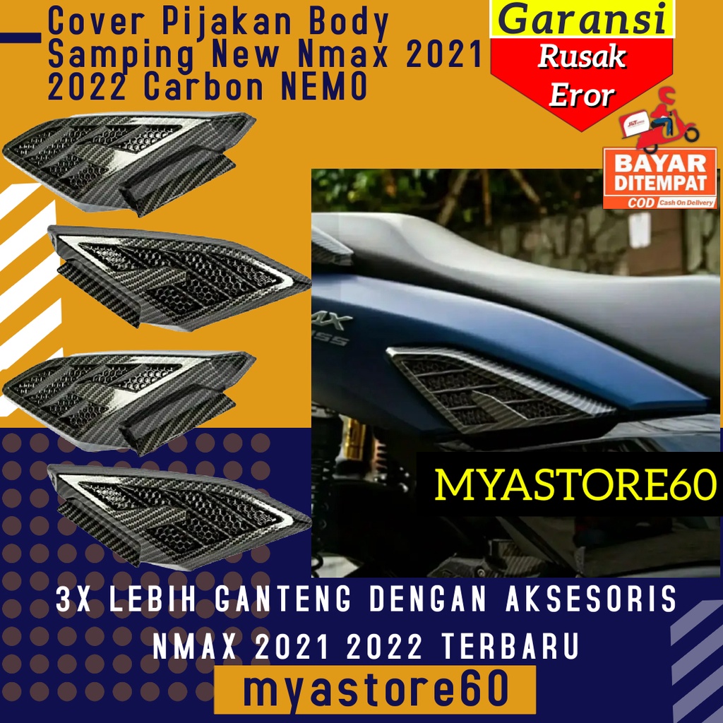 Cover Pijakan Body Samping New Nmax 2021 2022 Carbon Nemo / Cover Body Samping Karbon N max 2021 2022 Terbaru Original Nemo