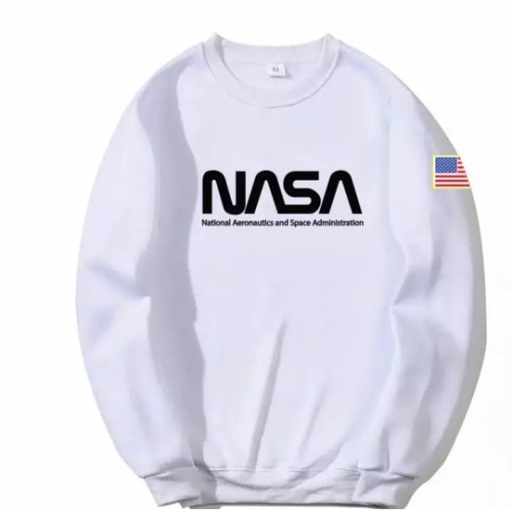 Sweater Nasa / Sweater Crewneck Nasa Putih / Sweater Nasa Pria Wanita Terbaru / Sweater Distro