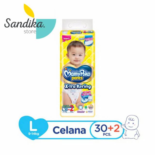 MamyPoko Pants Standar X-tra Kering Popok Bayi [L30+2] #Jual Popok Murah