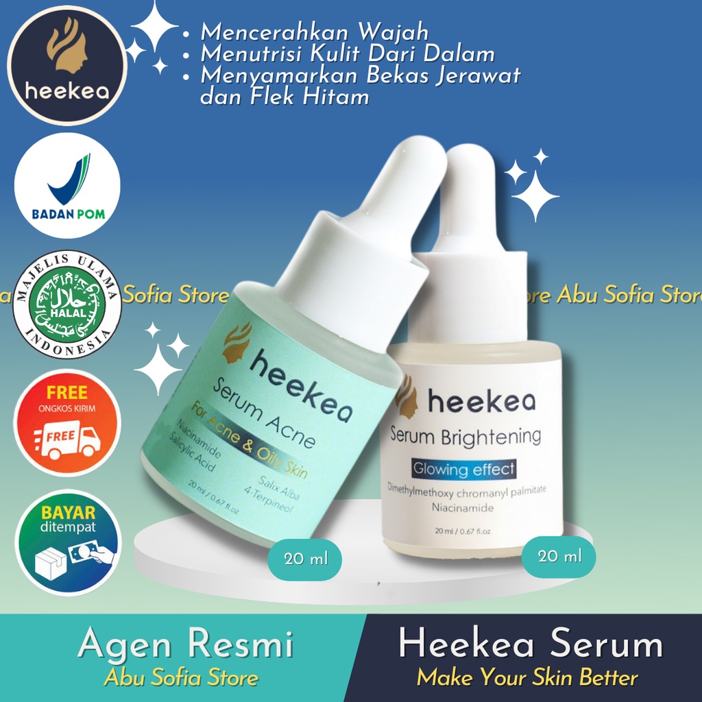 Serum Wajah Heeka Brightening & Acne Original BPOM Perawatan Kulit Wajah Alami Tanpa Efek Samping da