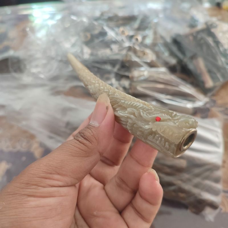 sedotan 0nce tanduk kerbau ukir naga