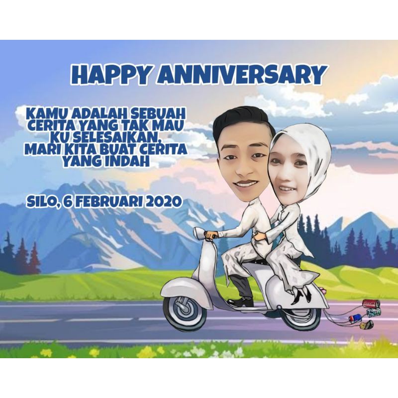 

Karikatur Couple Hadiah Anniversary Kado Pernikahan Desain Kartun Lucu Karikatur Murah Pajangan Unik