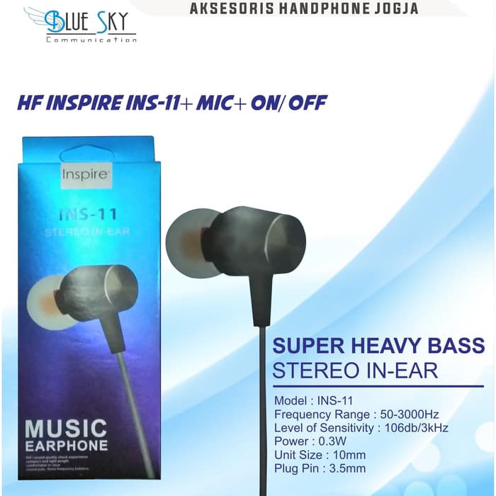 HANDSFREE HEADSET EARPHONE INSPIRE INS-11 MIC ON/OFF STEREO