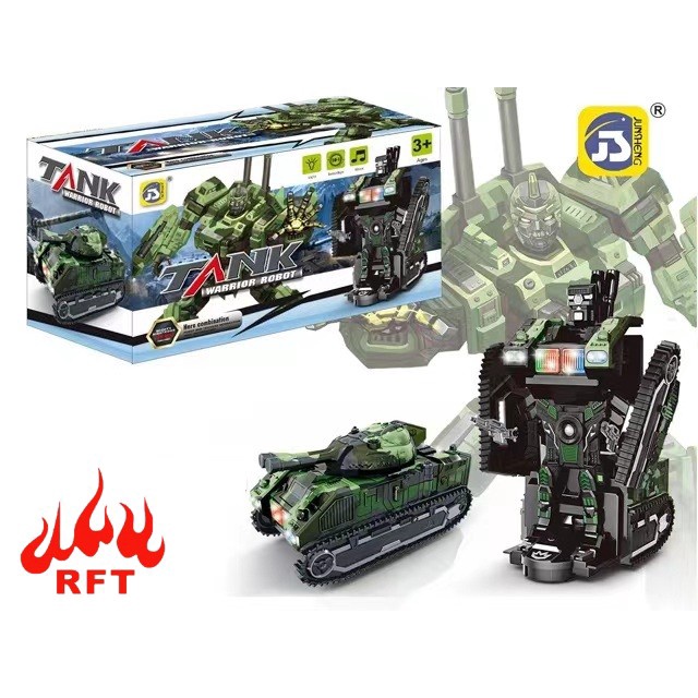 Mainan Mobil Transform Deformation  Combat Tank Jadi Robot 2In1 Light N Sound 9901