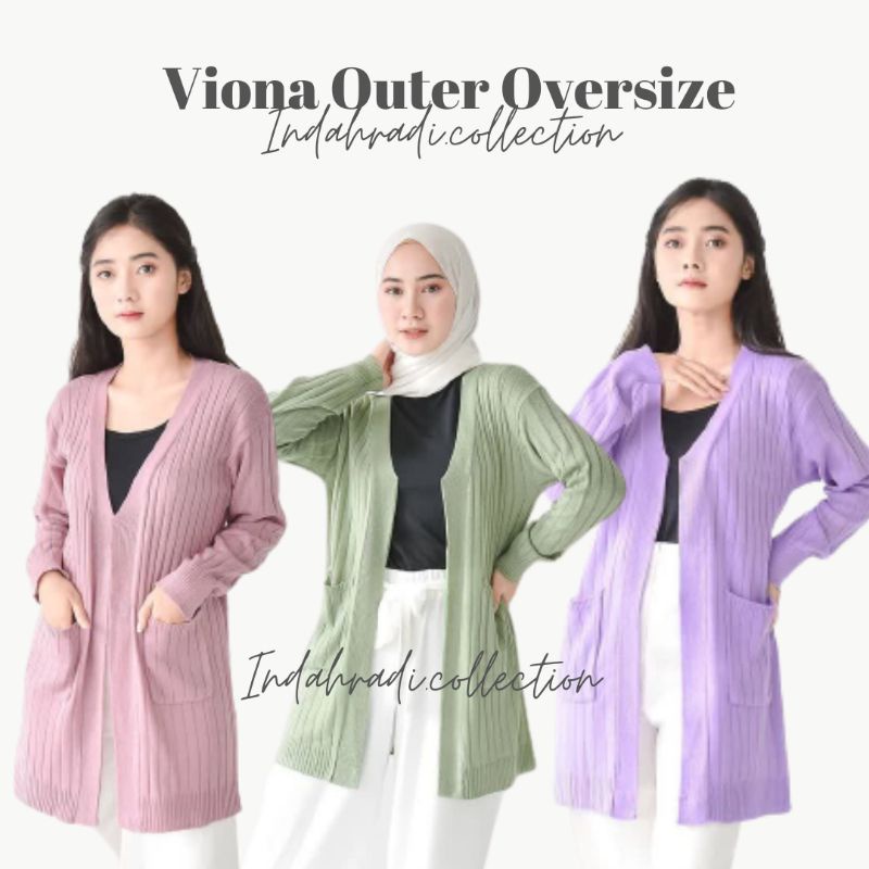 VIONA LONG OUTER CARDIGAN OVERSIZE RAJUT KNIT WANITA