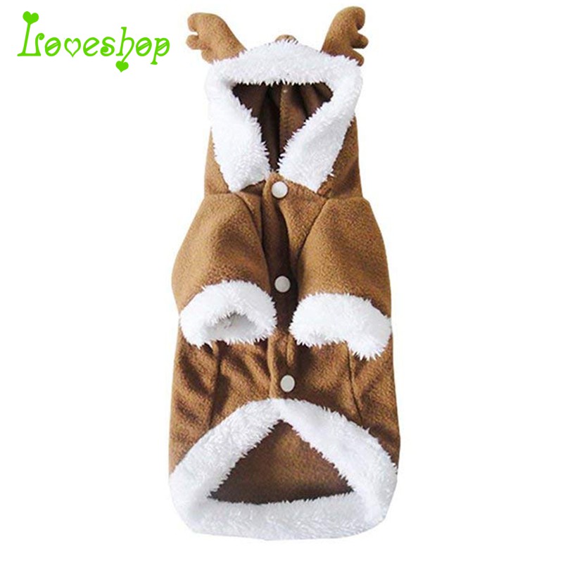 Jaket Hoodie Anjing Kucing Peliharaan Warna Coklat Aksen Bulu