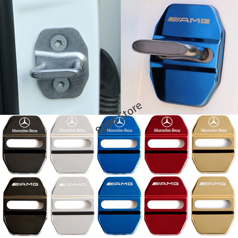 Wonderfulhz Stainless Steel Car Door Lock Latches Cover Protector Compatible with 2019 2020 Mercedes Benz C E S GLA GLC GLE CLS 4Packs/Set Mercedes Black 