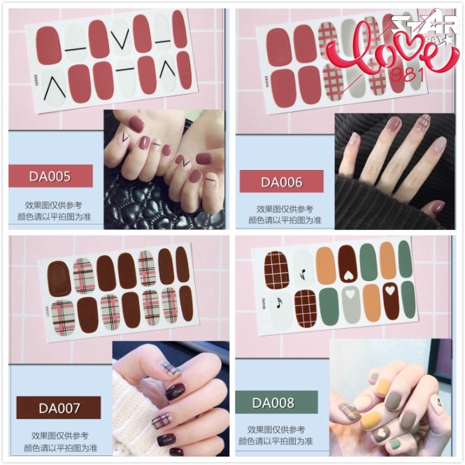 DA001-020 Stiker Kuku,3D Korea Tahan Lama Anti Air,Nail sticker,Dekorasi kuku,art,Fake nails,kuku