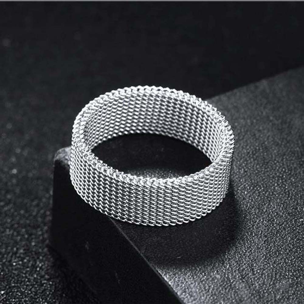 Mxbeauty Cincin Bahan Stainless Steel Mesh Warna Hitam Gaya Punk Hip-Hop Untuk Pernikahan