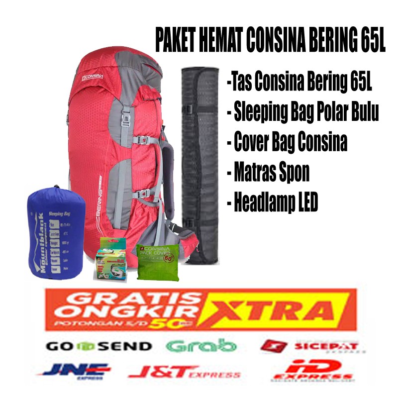 Tas Gunung Carrier Paket Hemat Consina Bering 65 +10L original